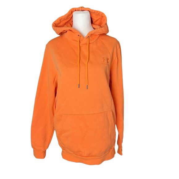 Under Armour Mens Medium Playback Essential Fleece Hoodie Orange Pullover Pocket - Picture 1 of 10